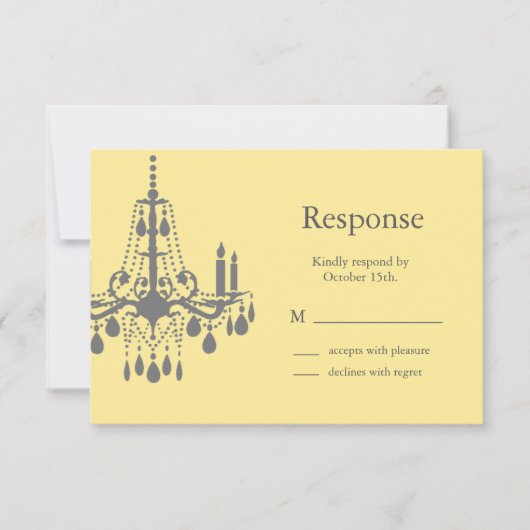 Aグランド社交ダンスRSVPイエロー/グレー 出欠カード (正面)