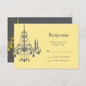 Aグランド社交ダンスRSVPイエロー/グレー 出欠カード (正面/裏面)