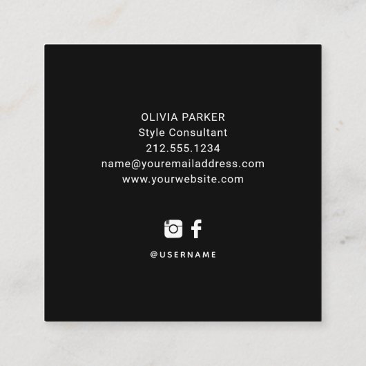 Aシンプル |はっきりしたとモダンタイポグラフィ スクエア名刺 (裏面)