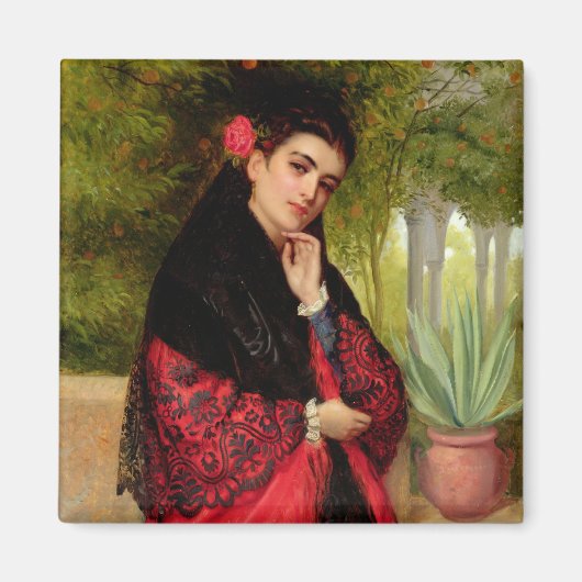 Aスペインの美しい1872 (キャンバス上の油) マグネット (正面)