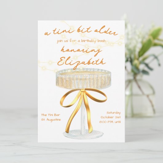 Aティニビット古いマルティニテーマ誕生日招待状 招待状 (スタンド正面)