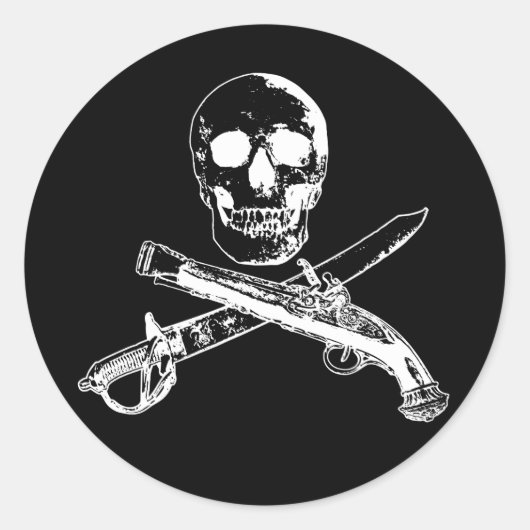 Aパイレーツライフskullsticker_3 ラウンドシール (正面)