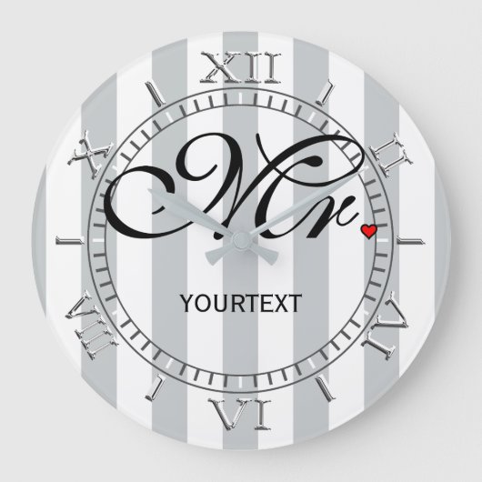 Aパーソナライズされた氏 ラージ壁時計 (正面)