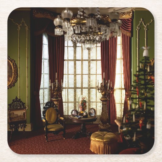 Aビクトリアン Christmas -紙コースター スクエアペーパーコースター (正面)