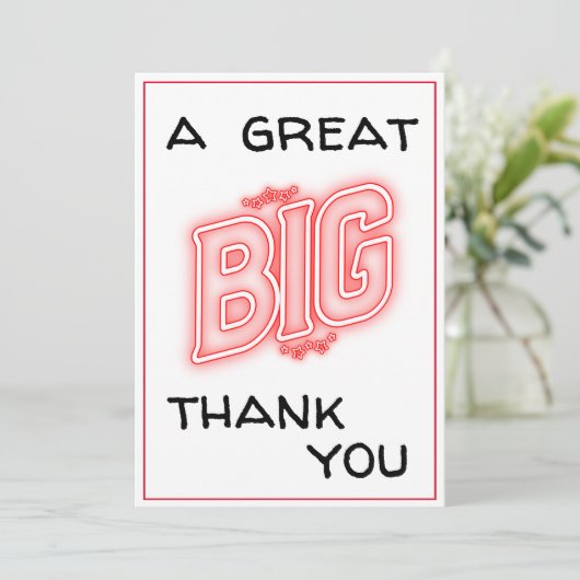 Aビッグ素晴らしサンキューブラックとレッドタイポグラフィ サンキューカード (スタンド正面)