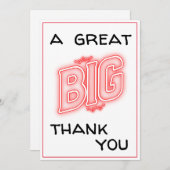 Aビッグ素晴らしサンキューブラックとレッドタイポグラフィ サンキューカード (正面/裏面)