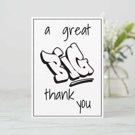 Aビッグ素晴らしサンキューブラックはっきりしたタイポグラフィ文字 サンキューカード (スタンド正面)