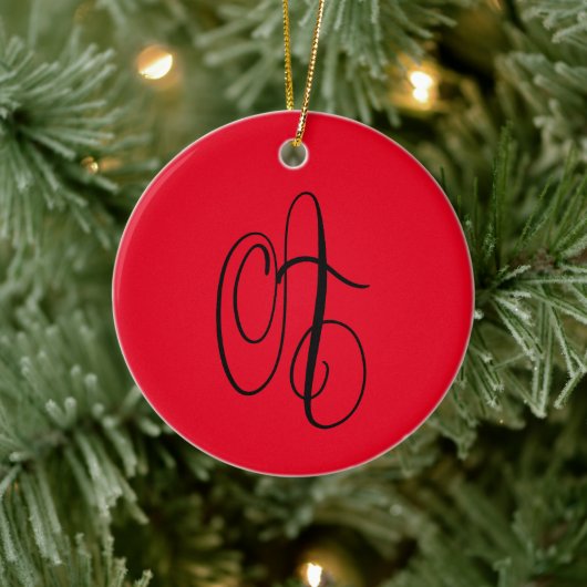 Aファンシーイニシャル書の資モダン本 セラミックオーナメント (ツリー)