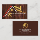 Aフレーム金ゴールド屋根木材ハンドマンビルダ 名刺 (正面/裏面)