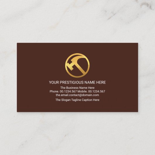 Aフレーム金ゴールド屋根木材ハンドマンビルダ 名刺 (裏面)