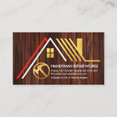 Aフレーム金ゴールド屋根木材ハンドマンビルダ 名刺 (正面)