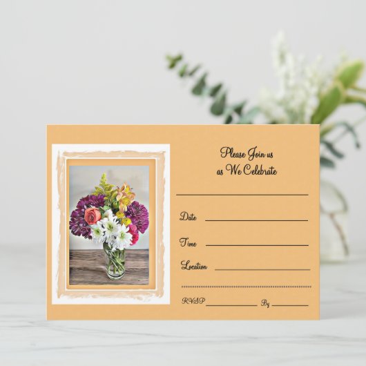 Aブーケカラフルオンブライトオレンジ招待状 シーズンカード (スタンド正面)