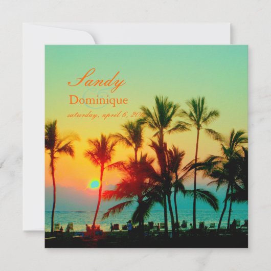 Aベイ/ハワイのPixDezinesサンセット 招待状 (正面)