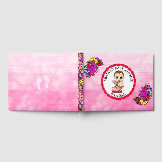 Aベビーガールと彼女のテディベアベビーシャワーゲストB ゲストブック (全面)