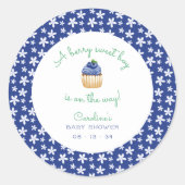 Aベリー甘い男の赤ちゃんシャワーブルーベリースクエア ラウンドシール (正面)
