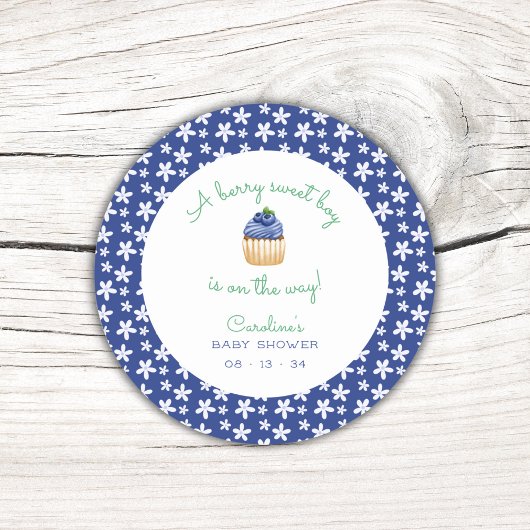 Aベリー甘い男の赤ちゃんシャワーブルーベリースクエア ラウンドシール