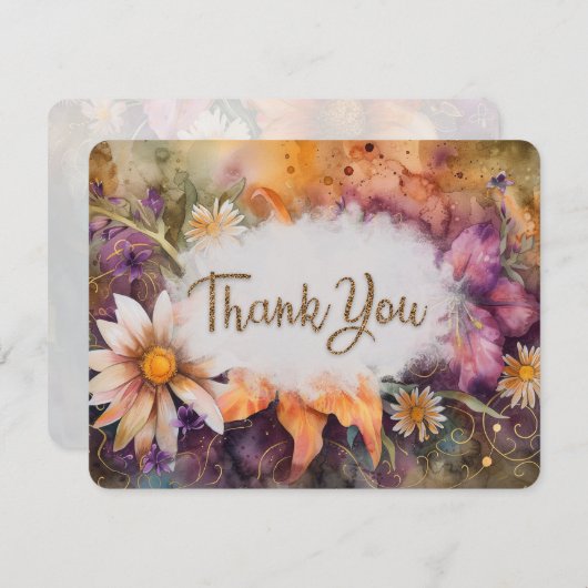 Aモダンサンキューブーケフラットサンキューカード サンキューカード (正面/裏面)