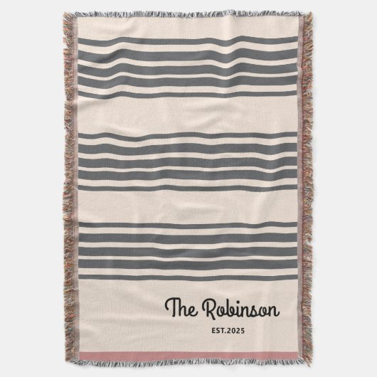AモダンパーソナライズされたとBの名前 スローブランケット (正面縦)