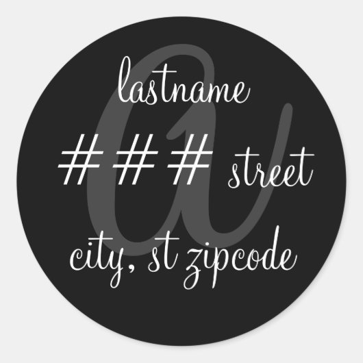 aモノグラム差出人住所ラベル ラウンドシール (正面)