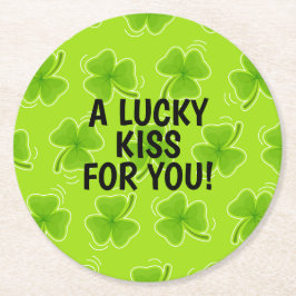 Aラッキーキスfor You Green Shamrock ラウンドペーパーコースター
