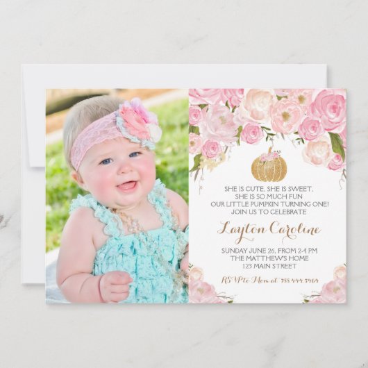 Aリトルパンプキン誕生日招待状 招待状 (正面)