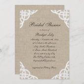 Aレー素朴ス&バーラップブライダルシャワーの招待 招待状 (正面/裏面)