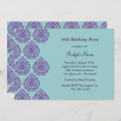 Aヴィンテージダマスク誕生日招待状 招待状 (正面/裏面)