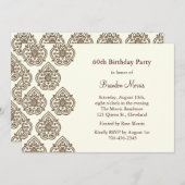 Aヴィンテージダマスク誕生日招待状 招待状 (正面/裏面)