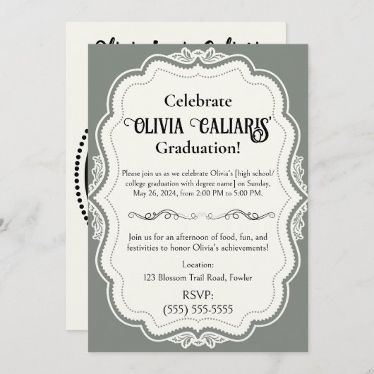 A万華鏡のように千変万化するパターンのお祝い:スペインの緑 招待状 (正面/裏面)