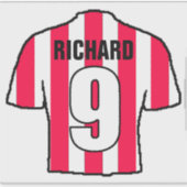 A上赤と白のサッカーシャツ シール (正面)