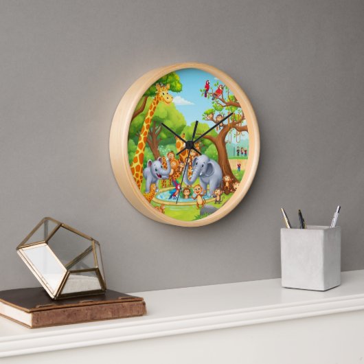 A動物園での一日 壁時計 (オフィス)