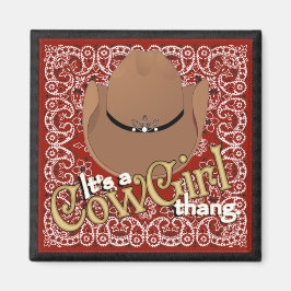 A女性のカーボーイタンレッドバンダナ磁石 マグネット