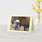 A女性のカーボーイリード – 西洋卒業 カード (黄色い花)