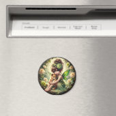 A妖精と彼女のライオンの子 – グリーンマグネット マグネット (インサイチュ (食洗機))