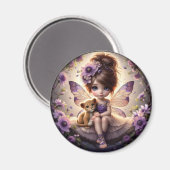 A妖精と彼女のライオンの子 – 紫 – 磁石 (正面/裏面)