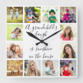 A孫の笑い引用文12フォトホワイト スクエア壁時計 (正面)