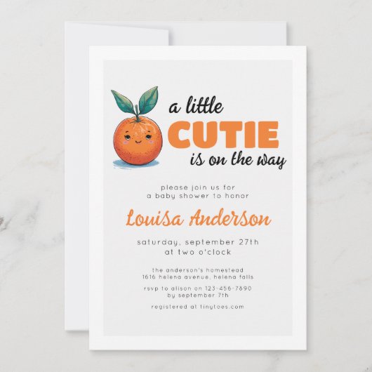 A小さなかわいこちゃんがBaby Showerに向かっている 招待状 (正面)