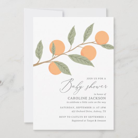 A小さなかわいこちゃんがBaby Showerに向かっている 招待状 (正面)