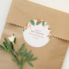 A小さなかわいこちゃんがBaby Showerのラベルに乗っている ラウンドシール