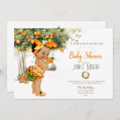 A小さなかわいこちゃんがBaby Showerの途中にある 招待状 (正面/裏面)