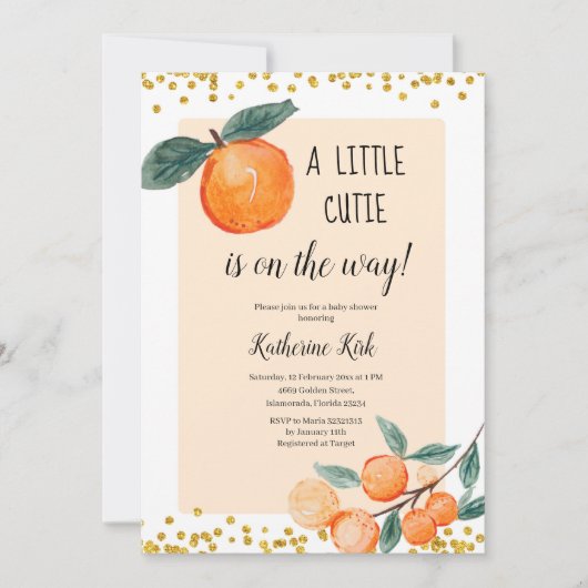 A小さなかわいこちゃんがBaby Showerの途中にある 招待状 (正面)