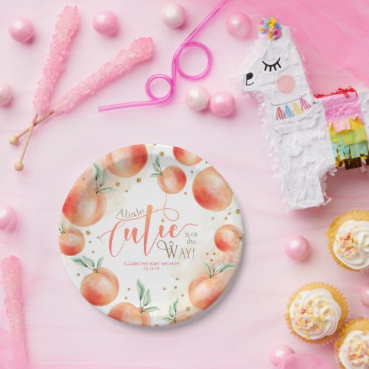 A小さなかわいこちゃんの方法ピーチフルーツ赤ちゃんシャワー ペーパープレート (パーティー)