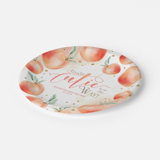A小さなかわいこちゃんの方法ピーチフルーツ赤ちゃんシャワー ペーパープレート (アングル)