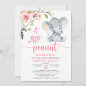 A小さなピーナッツベビーガールエレファントベビーシャワーInv 招待状 (正面)
