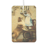 A小さな女の子とそのシェットランド・ シープドッグバイブルトン理容師 カーエアーフレッシュナー (正面)