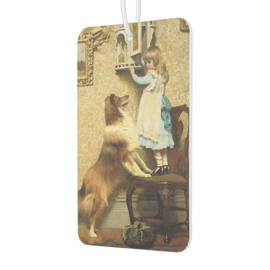 A小さな女の子とそのシェットランド・ シープドッグバイブルトン理容師 カーエアーフレッシュナー (左)