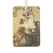 A小さな女の子とそのシェットランド・ シープドッグバイブルトン理容師 カーエアーフレッシュナー (裏面)