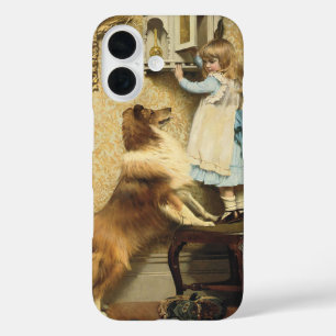 A小さな女の子とそのシェットランド・ シープドッグバイブルトン理容師 iPhone 16ケース