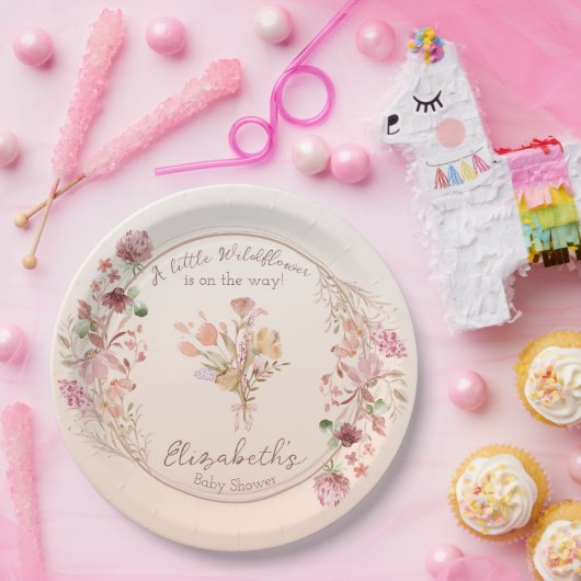 A小さな野花が赤ちゃんのシャワーを途中で ペーパープレート (パーティー)