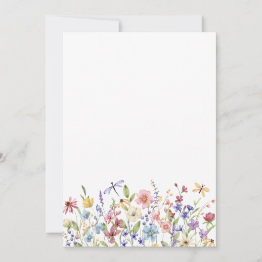 A小さな野花が赤ちゃんのシャワーを途中で 招待状 (裏面)